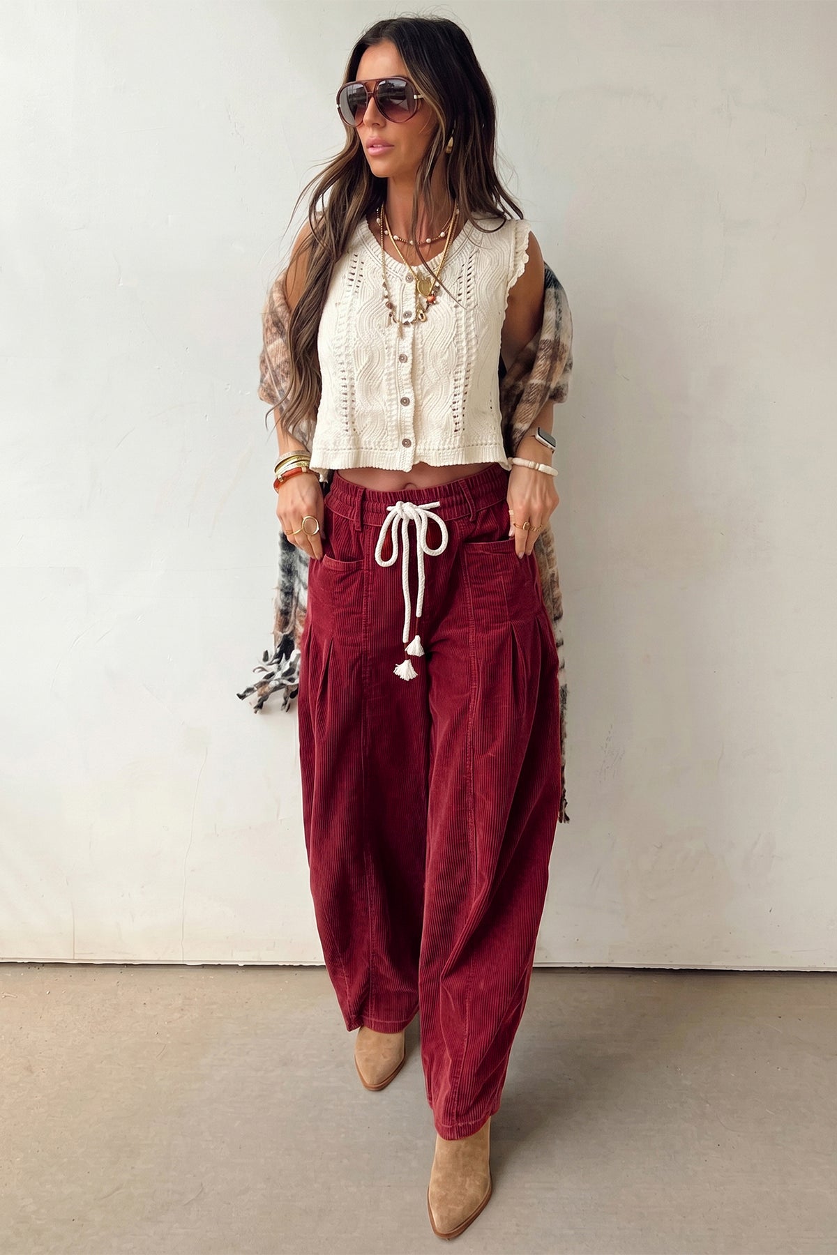 Pantalones de pana con cordón
