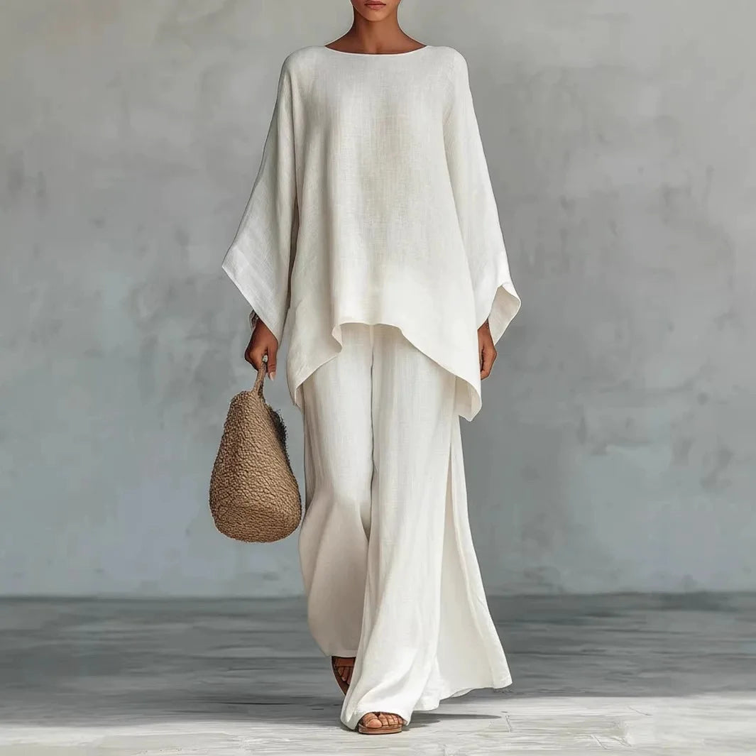Conjunto Lino Boho Wide-Leg | Top + Pantalón 2 Piezas