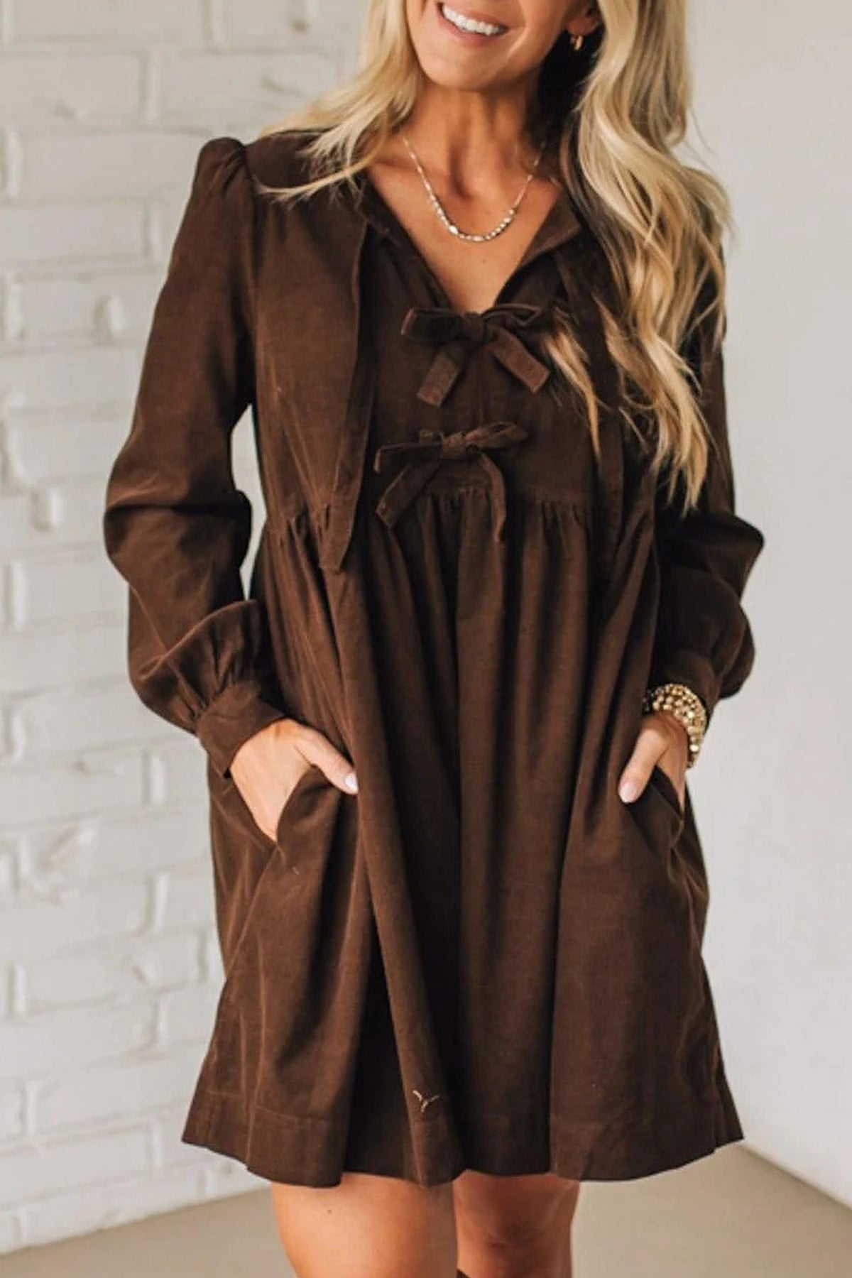 Vestido de Pana Marrón con Lazo