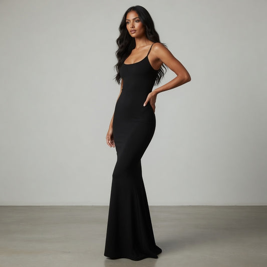 Glow Satin — Vestido Maxi Satinado Espalda Abierta