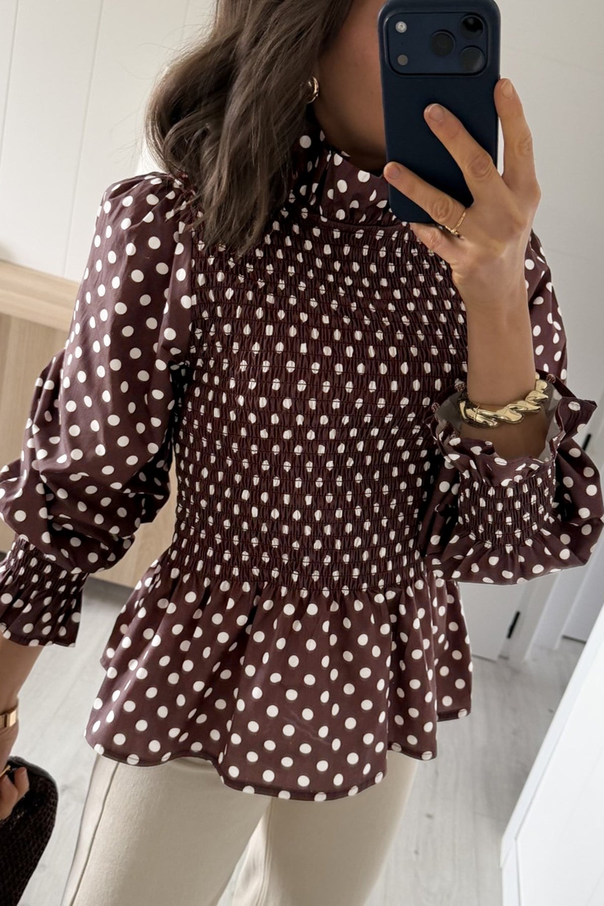 Blusa fruncida de lunares