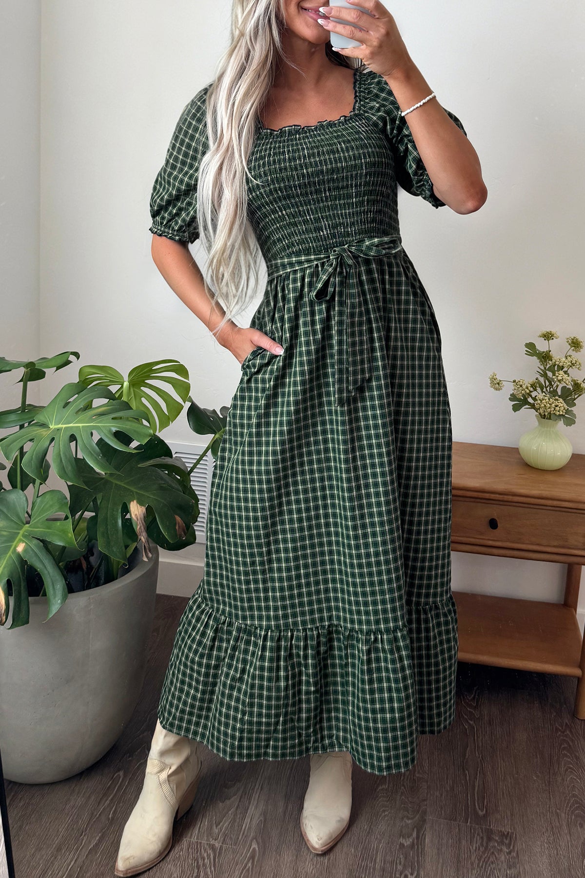 Vestido verde de cuadros