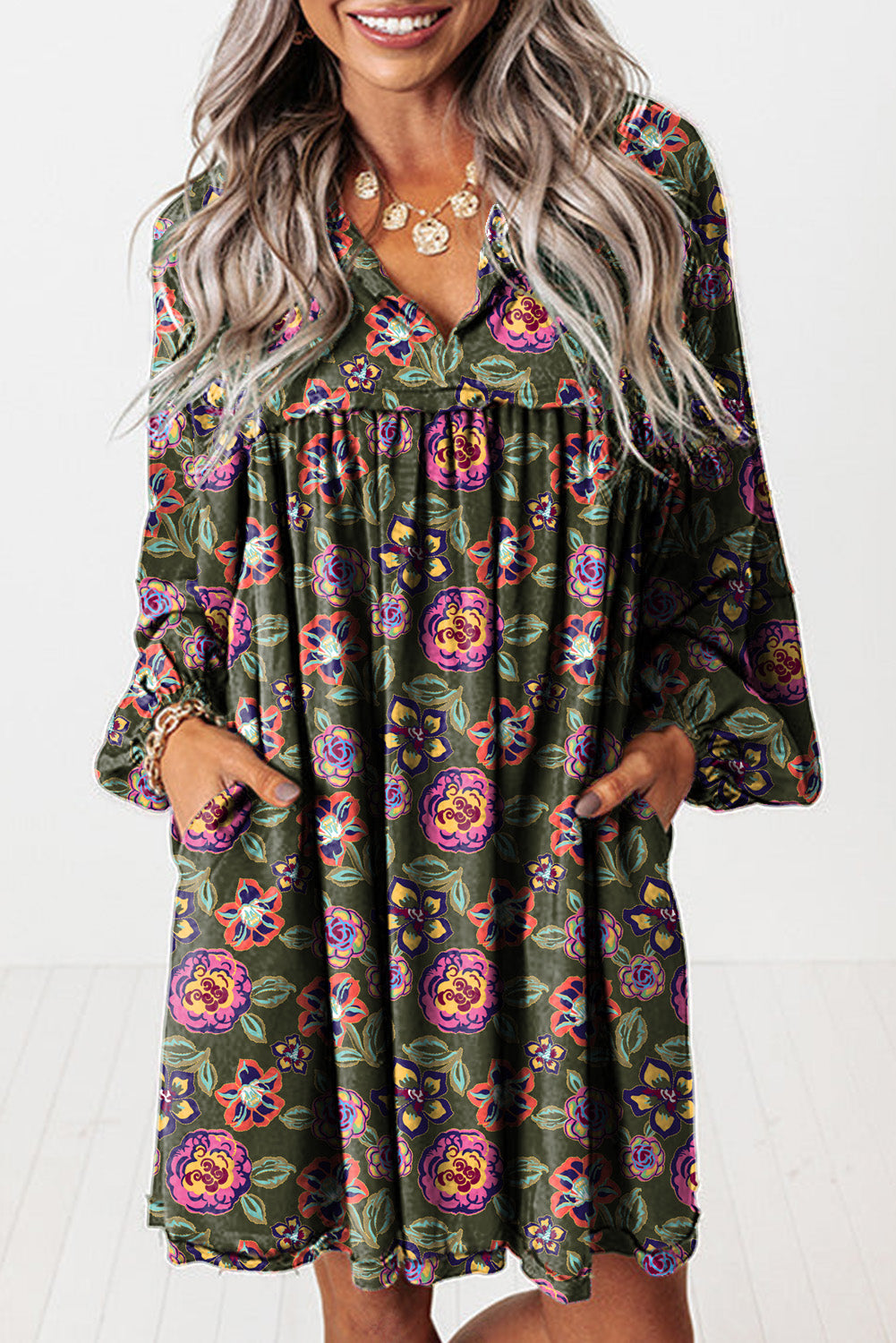 Vestido floral de viscosa