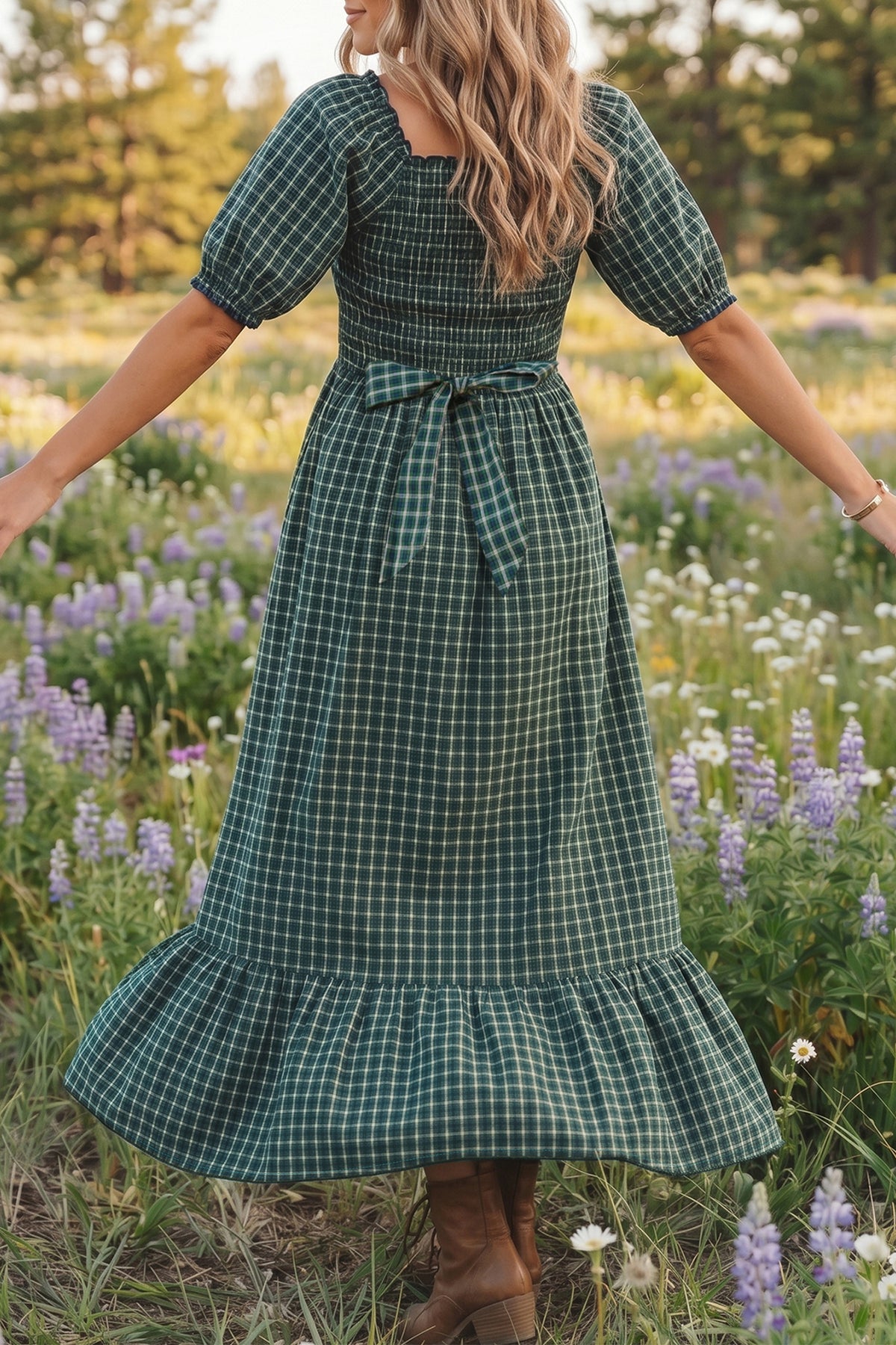 Vestido verde de cuadros