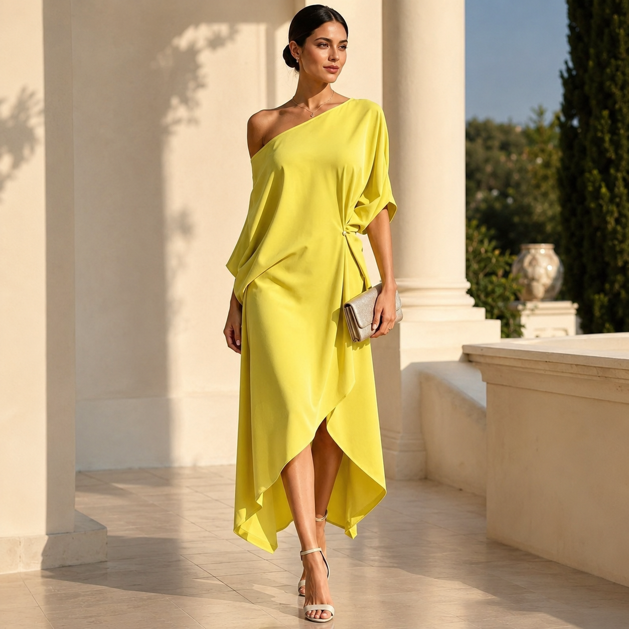 Vestido Atenea — Elegancia Asimétrica de Verano