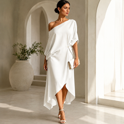 Vestido Atenea — Elegancia Asimétrica de Verano