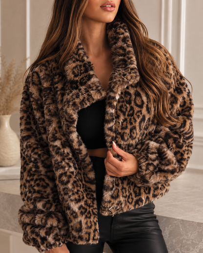 Chaqueta Teddy Leopardo Manga Farol Otoño Savannah