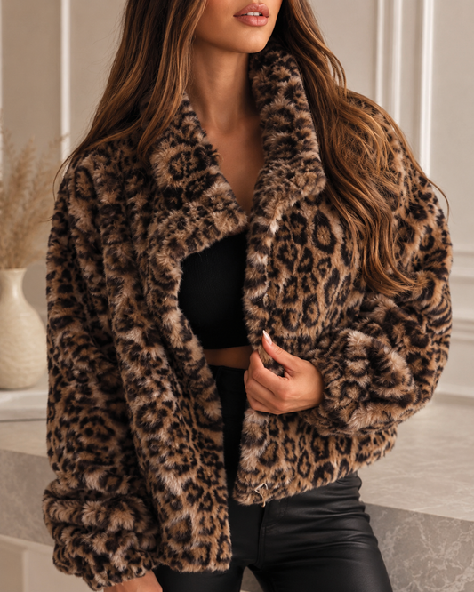 Chaqueta Teddy Leopardo Manga Farol Otoño Savannah