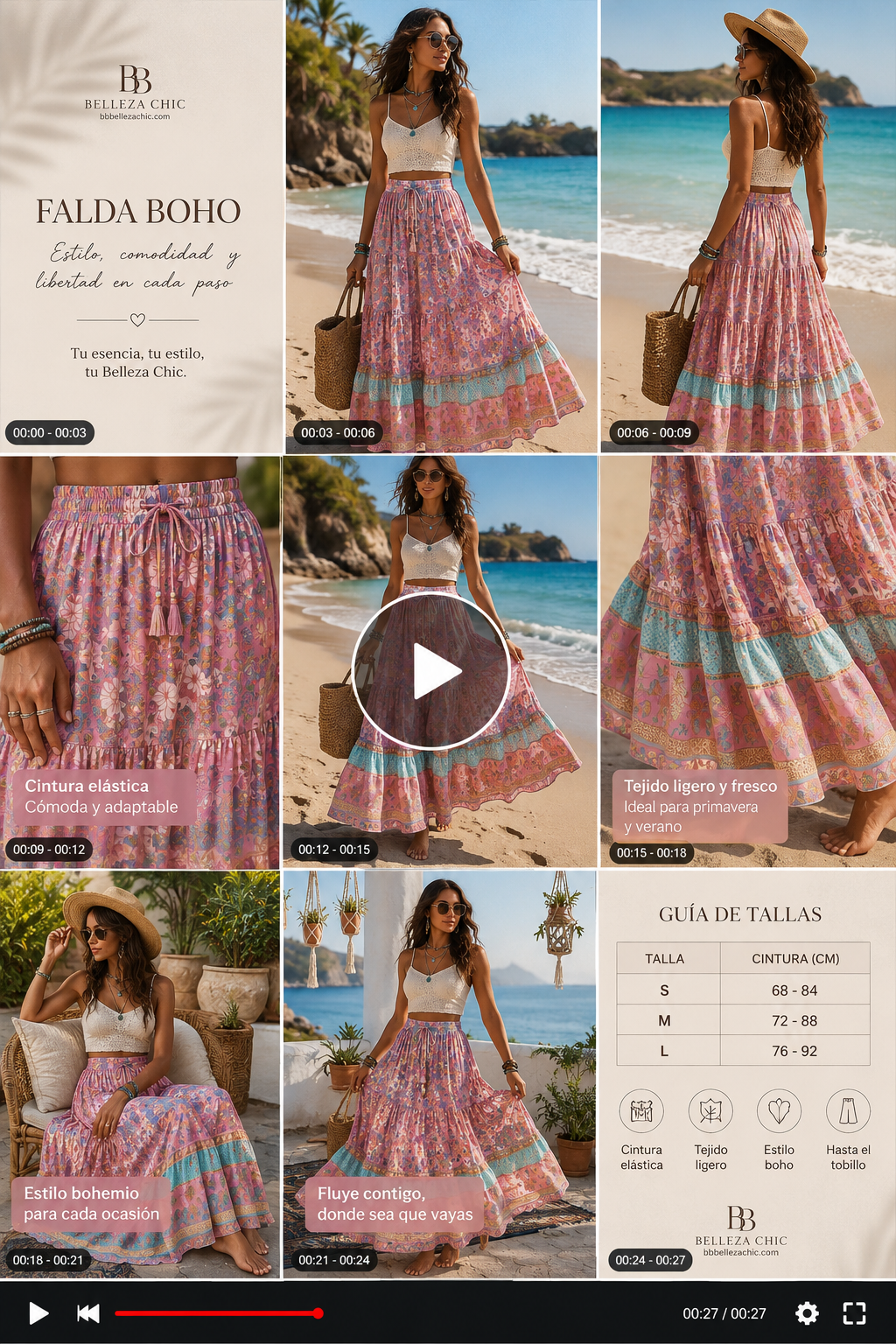 Falda Boho Maxi con Flecos y Estampado Floral