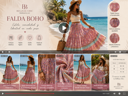 Falda Boho Maxi con Flecos y Estampado Floral