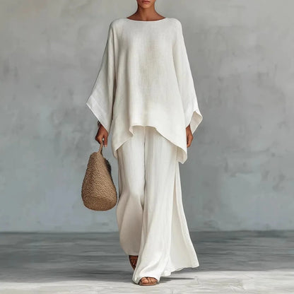 Conjunto Lino Boho Wide-Leg | Top + Pantalón 2 Piezas