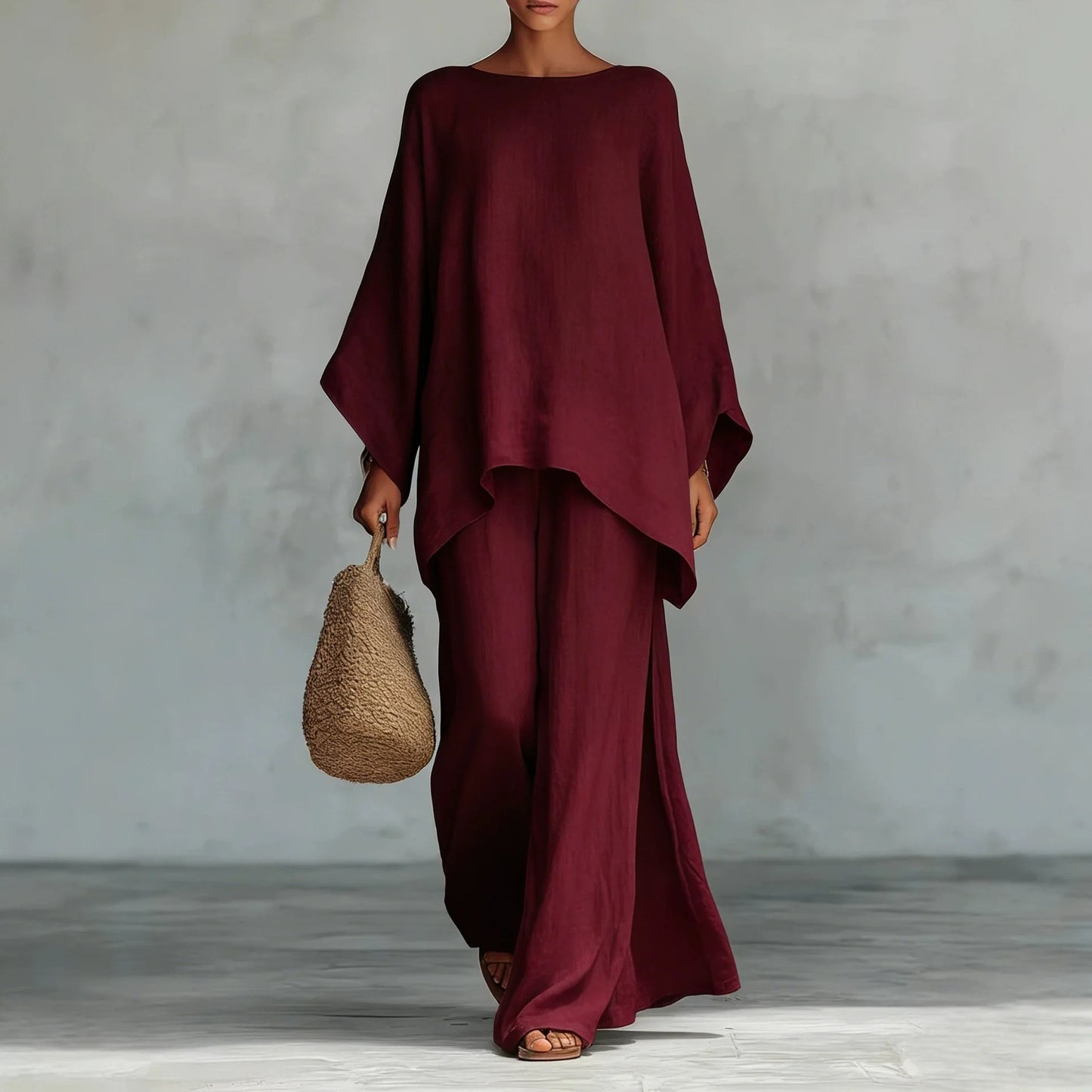 Conjunto Lino Boho Wide-Leg | Top + Pantalón 2 Piezas