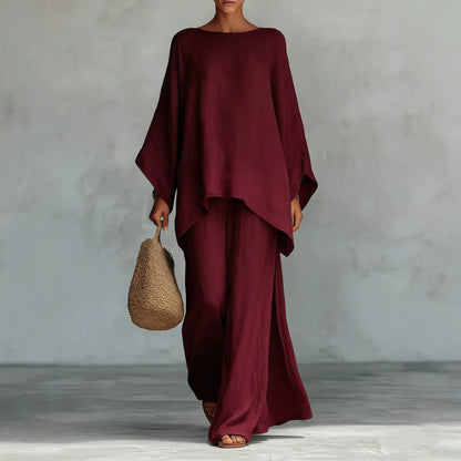 Conjunto Lino Boho Wide-Leg | Top + Pantalón 2 Piezas