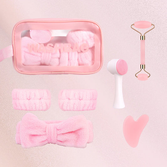 Conjunto de limpieza y masaje facial BB Bellezachic con esponjas y herramientas para cuidado facial en la imagen.