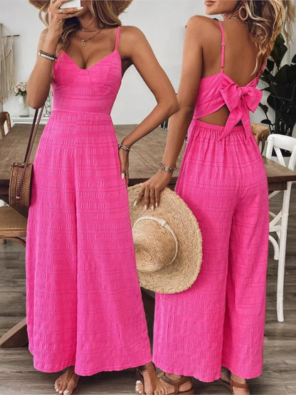Women's Summer Elegant Jumpsuit Sexy Fashion Spaghetti Strap High Waisted Jumpsuits Ladies Street Solid Color Clothing