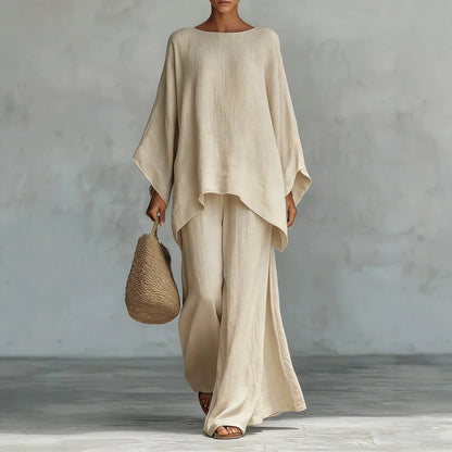 Conjunto Lino Boho Wide-Leg | Top + Pantalón 2 Piezas