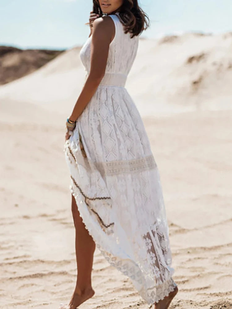 Vestido Maxi Boho Encaje con Tirantes™ – Elegancia Casual de Verano