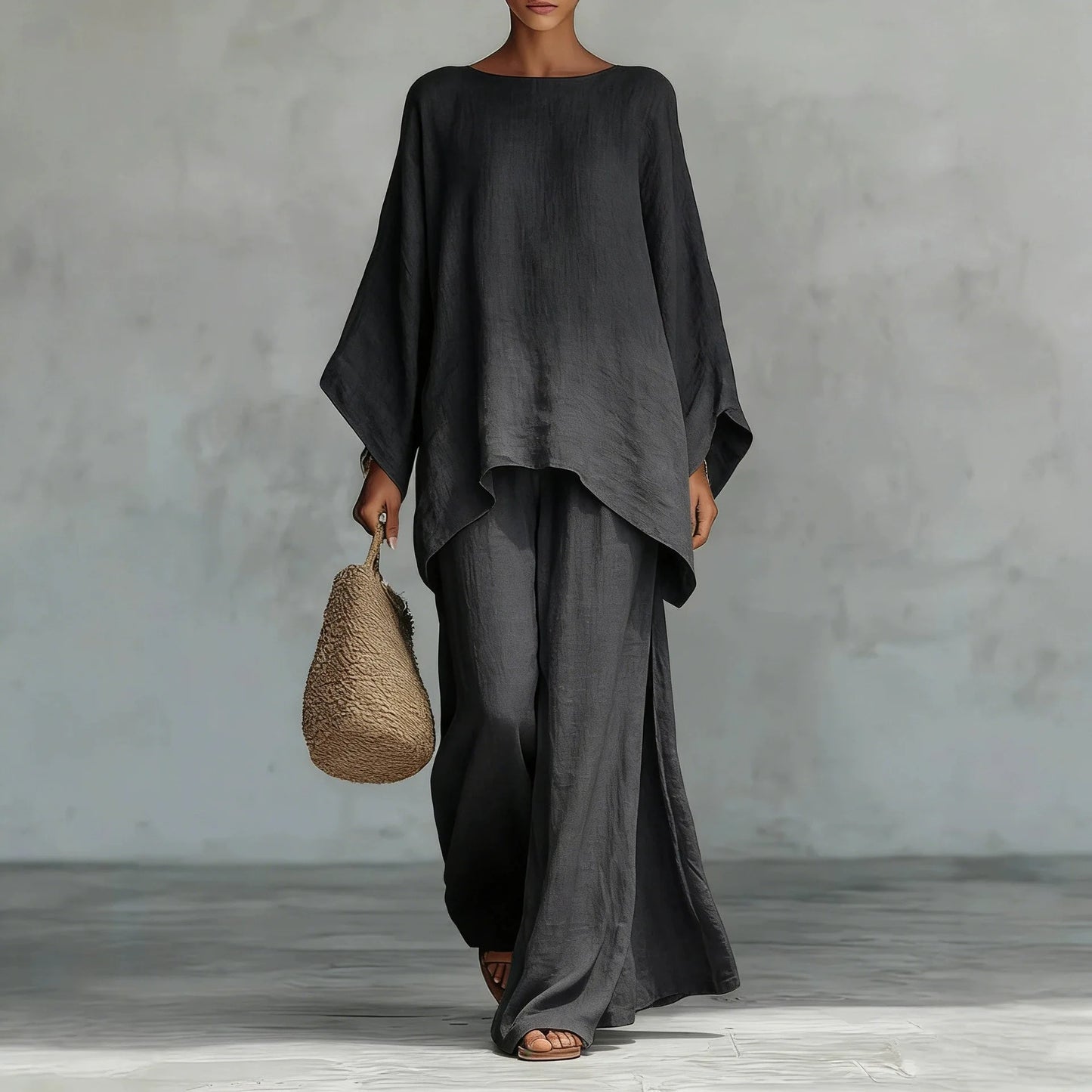Conjunto Lino Boho Wide-Leg | Top + Pantalón 2 Piezas