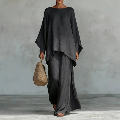 Conjunto Lino Boho Wide-Leg | Top + Pantalón 2 Piezas