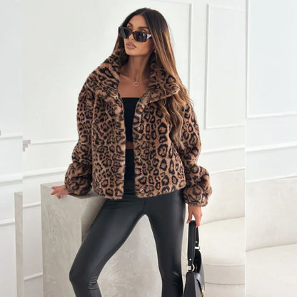 Chaqueta Teddy Leopardo Manga Farol Otoño Savannah