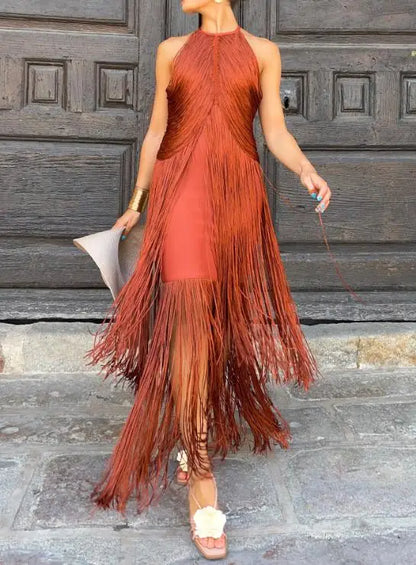 Vestido Largo Boho con Flecos™ – Estilo y Elegancia Casual