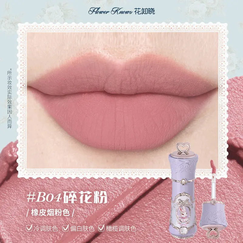 Labial líquido mate Flower Knows de BB Bellezachic, envase de 5 ml, con acabado mate y tono floral, visible en la imagen.