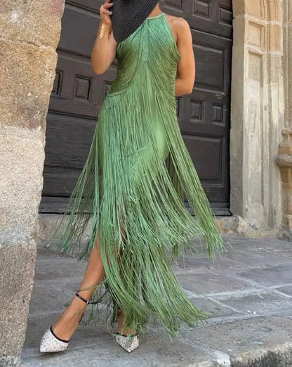 Vestido Largo Boho con Flecos™ – Estilo y Elegancia Casual
