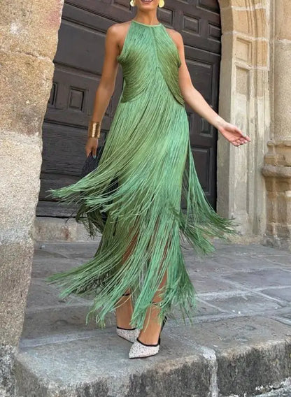 Vestido Largo Boho con Flecos™ – Estilo y Elegancia Casual
