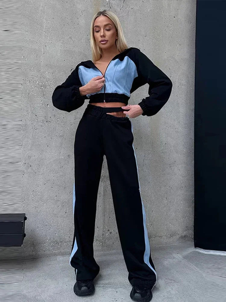 Conjunto Deportivo Patchwork Capucha Wide Leg Zara