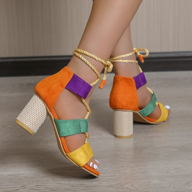 Sandalias Tacón Naranja