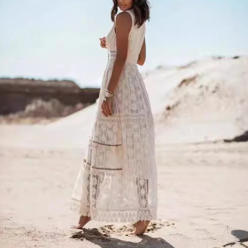 Vestido Maxi Boho Encaje con Tirantes™ – Elegancia Casual de Verano