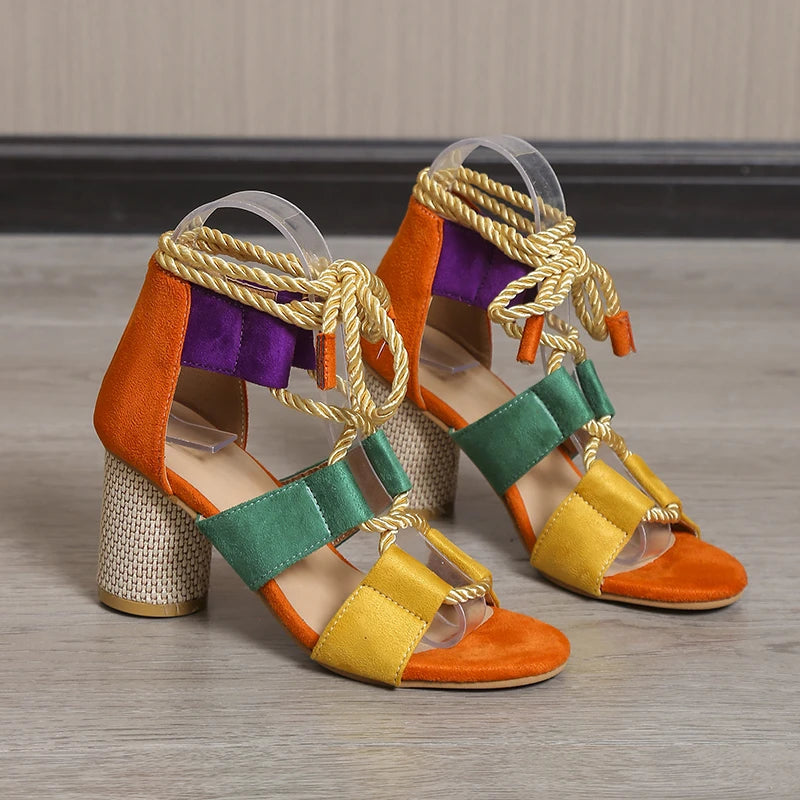 Sandalias Tacón Naranja