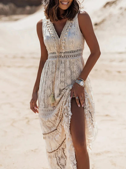 Vestido Maxi Boho Encaje con Tirantes™ – Elegancia Casual de Verano