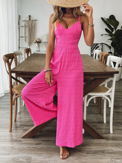 Women's Summer Elegant Jumpsuit Sexy Fashion Spaghetti Strap High Waisted Jumpsuits Ladies Street Solid Color Clothing