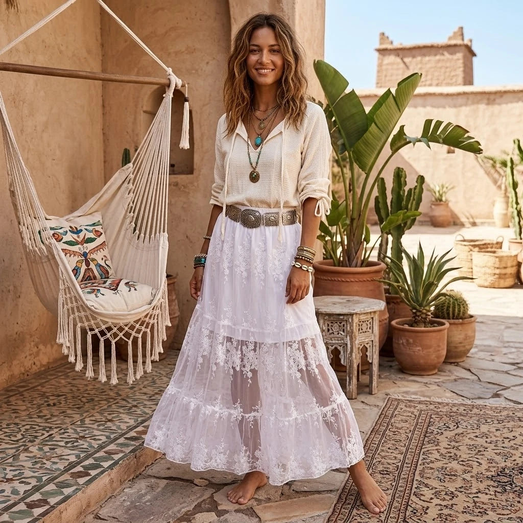 Falda Boho Plisada