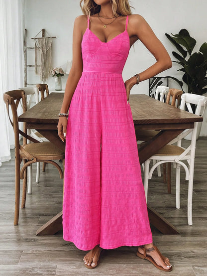 Women's Summer Elegant Jumpsuit Sexy Fashion Spaghetti Strap High Waisted Jumpsuits Ladies Street Solid Color Clothing