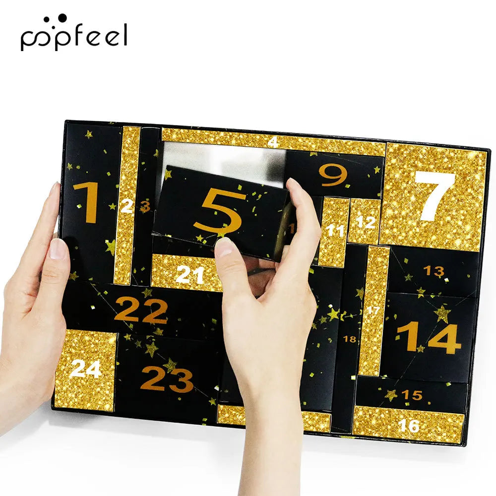 Calendario de Adviento de Maquillaje BB Bellezachic con 24 días de productos de belleza en cajas decorativas.