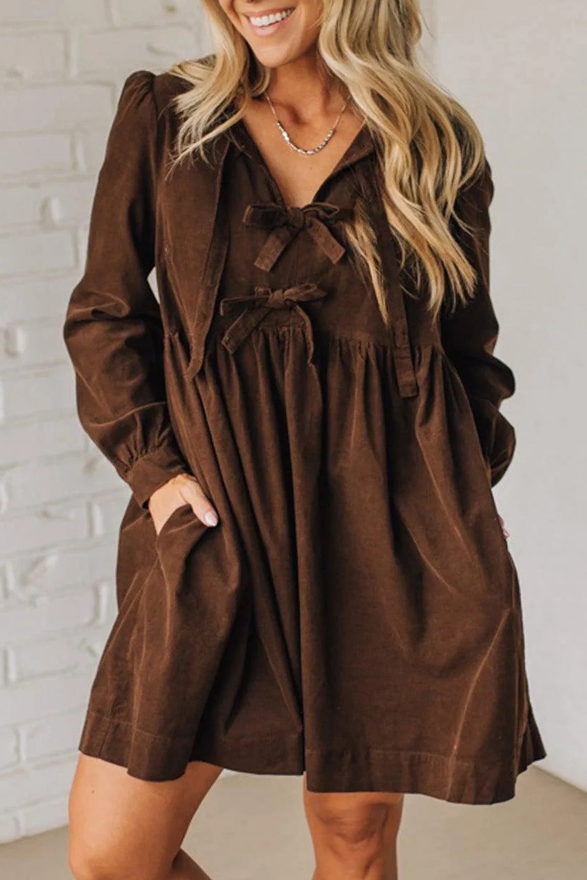 Vestido de Pana Marrón con Lazo