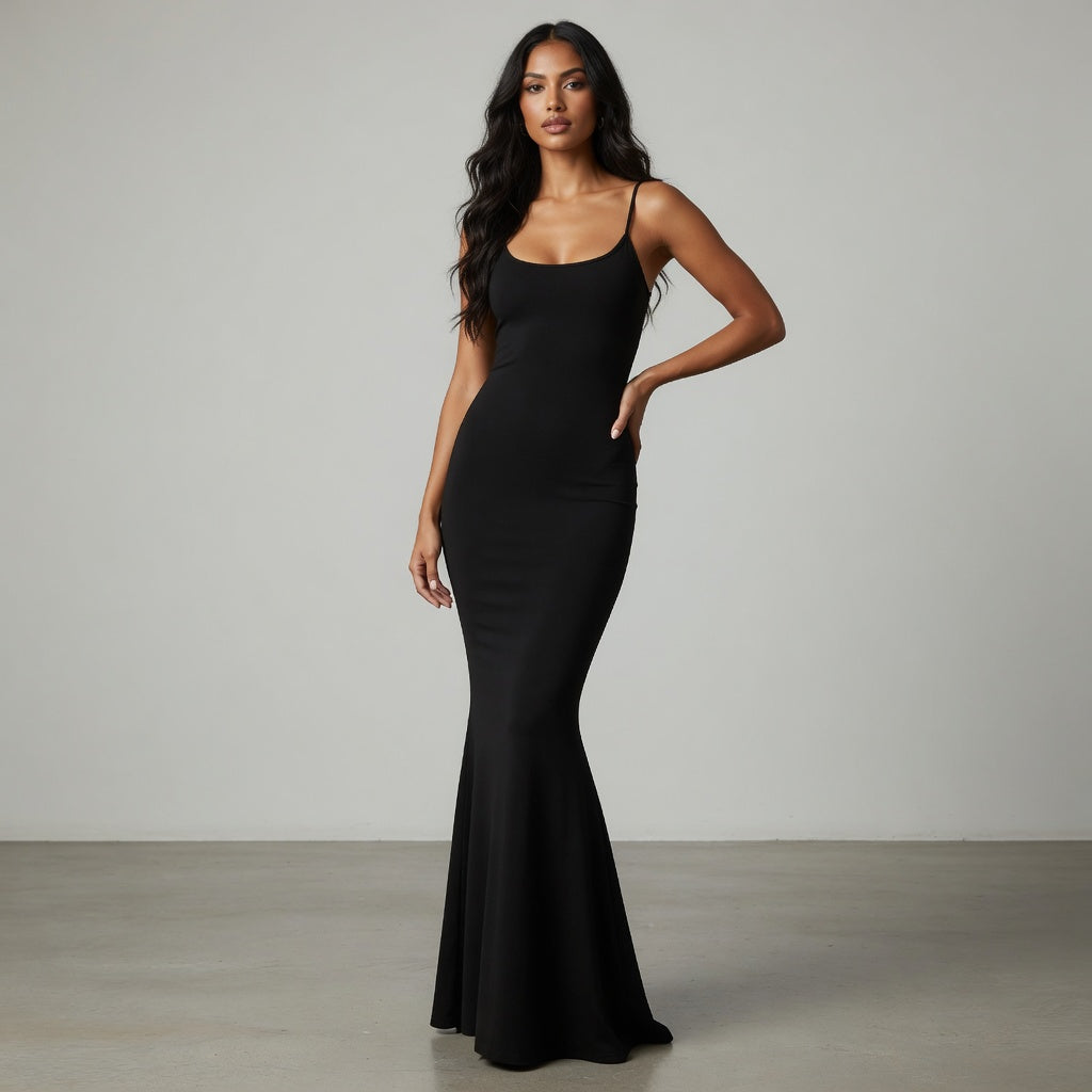 Glow Satin — Vestido Maxi Satinado Espalda Abierta