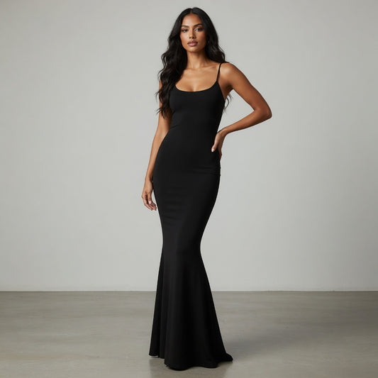 Glow Satin — Vestido Maxi Satinado Espalda Abierta
