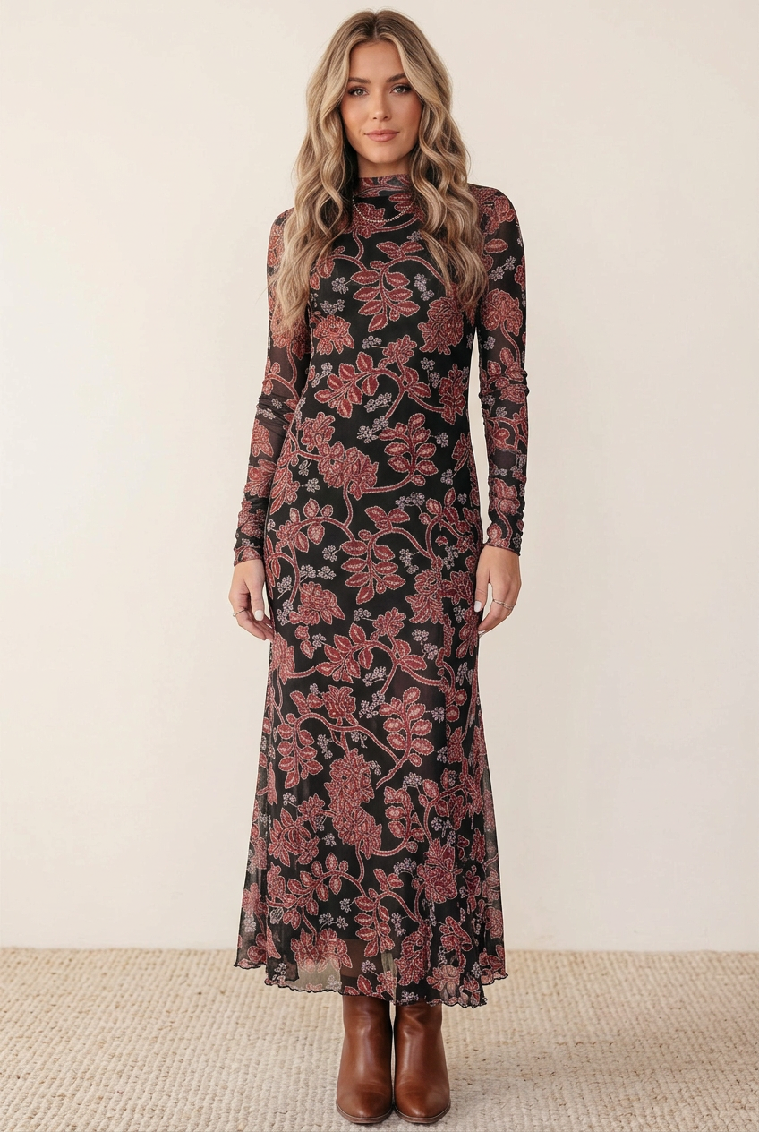 Vestido floral de tul, vista frontal